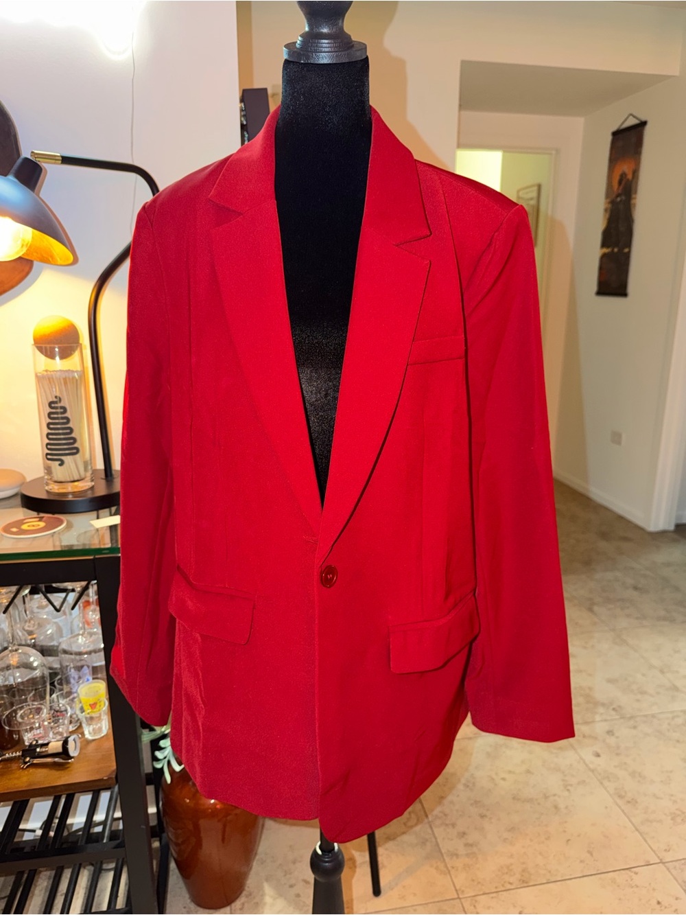 Red Women's Single-Breasted Blazer - Classic Tailored Jacket